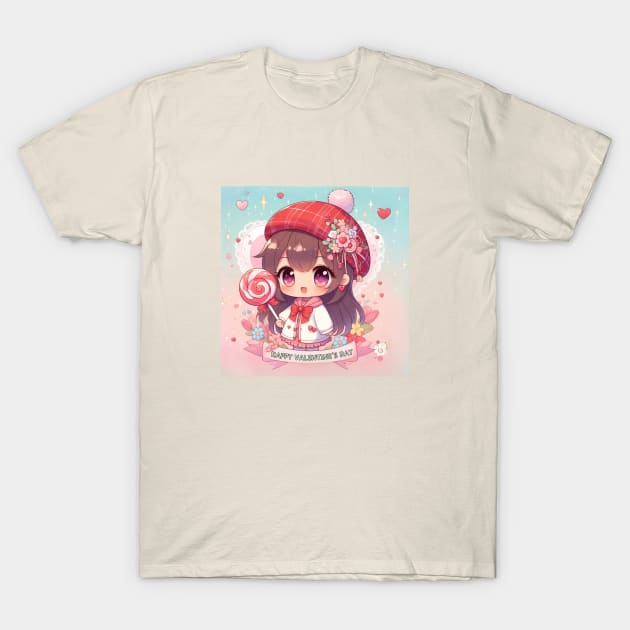 Kawaii Valentine's Day Girl T-Shirt by AlmostMaybeNever